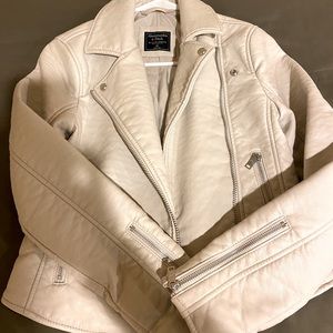 Faux tan leather cropped jacket